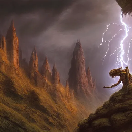 Prompt: a beautiful detailed realistic matte painting of close - up of a magical wizard looking towards a serene landscape with an eerie dark magic lightning portal to another dimension, by john howe and alexander skold and andreas rocha. vray, raytracing, detailed lighting, volumetric lighting, cinematic lighting, very wide shot, f 8