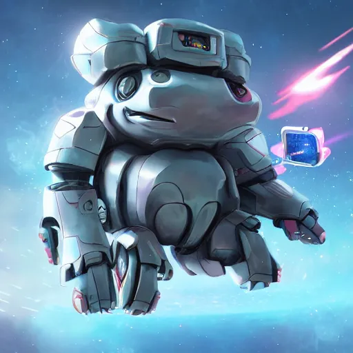 Prompt: 3D Fantasy Cute and adorable mecha piggy flying through space, bright stars, Smooth 3D Illustration, soft render, Servando Lupini, Daniil Kudriavtsev, handpaint texture, Blender, 3DCoat