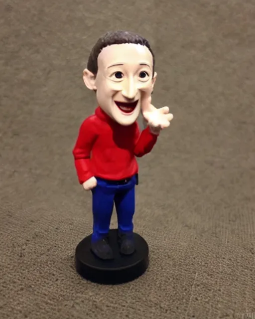Prompt: a cute little plastic chibi statuette of devil zuckerberg, ebay listing, product picture, advertisement, thumbnail