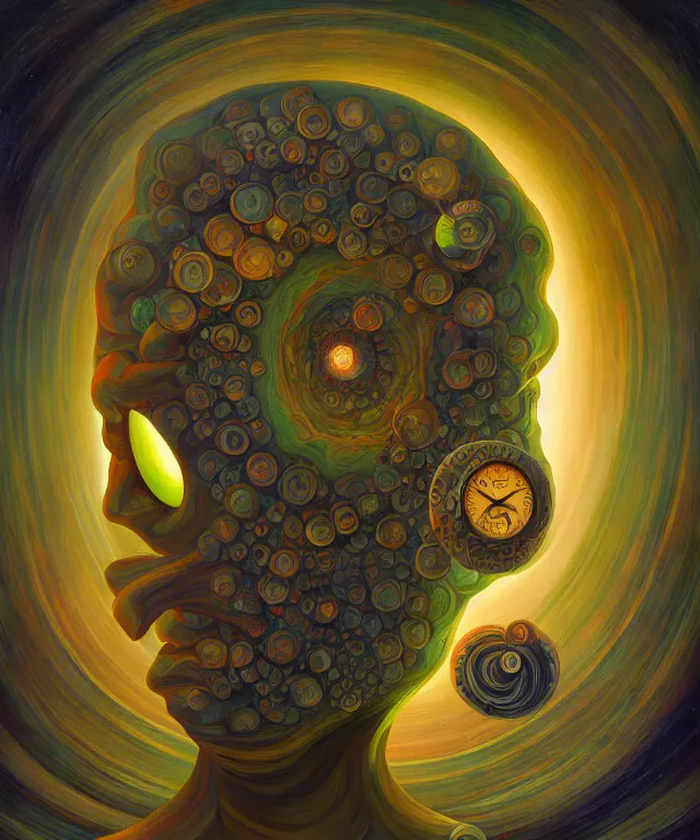 Prompt: a painting titled the mathematician, polycount, surrealism, surrealist, lovecraftian, cosmic horror, high detail