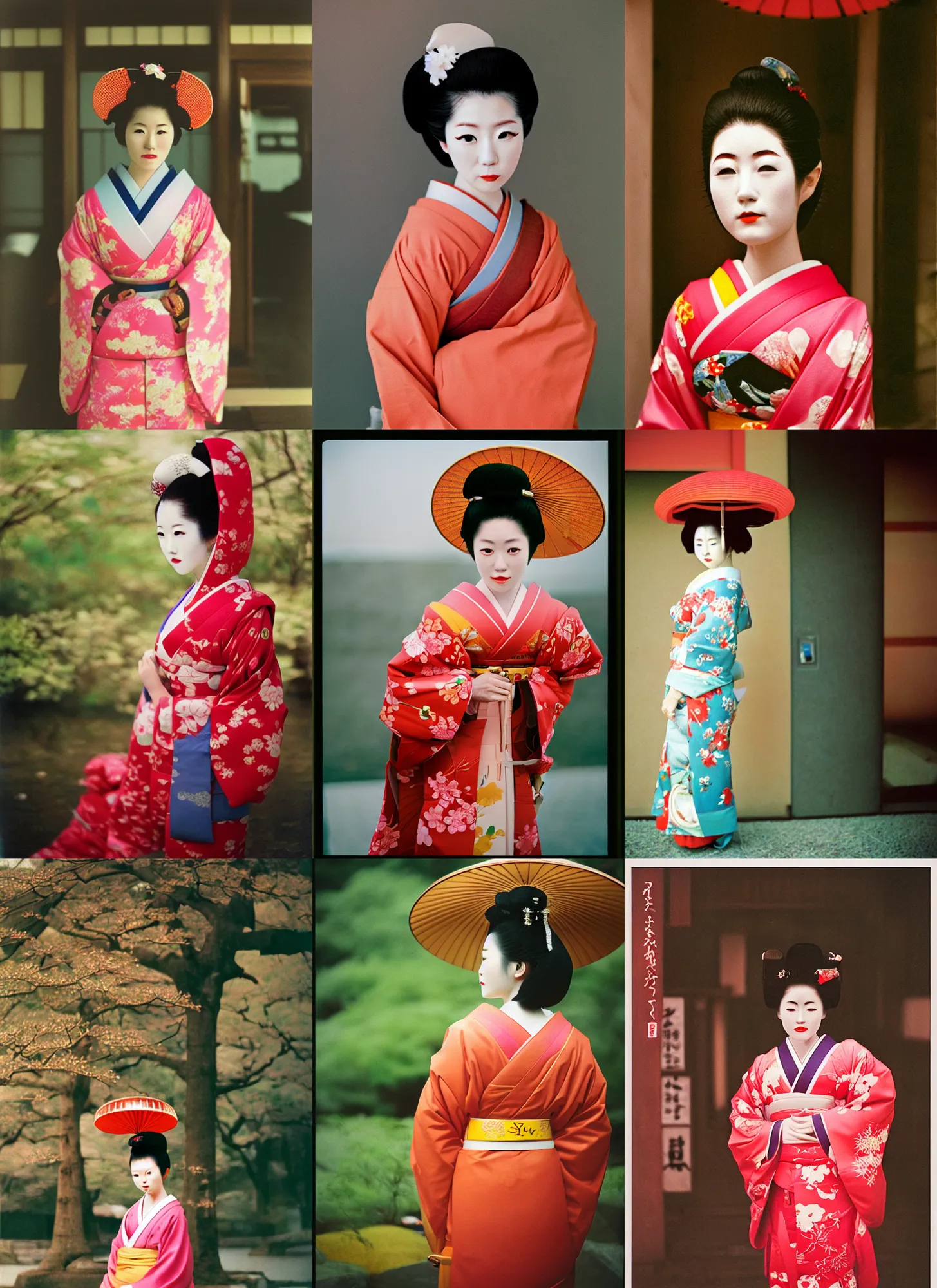 Prompt: Portrait Photograph of a Japanese Geisha Kodak Portra 400 Color Negative Film