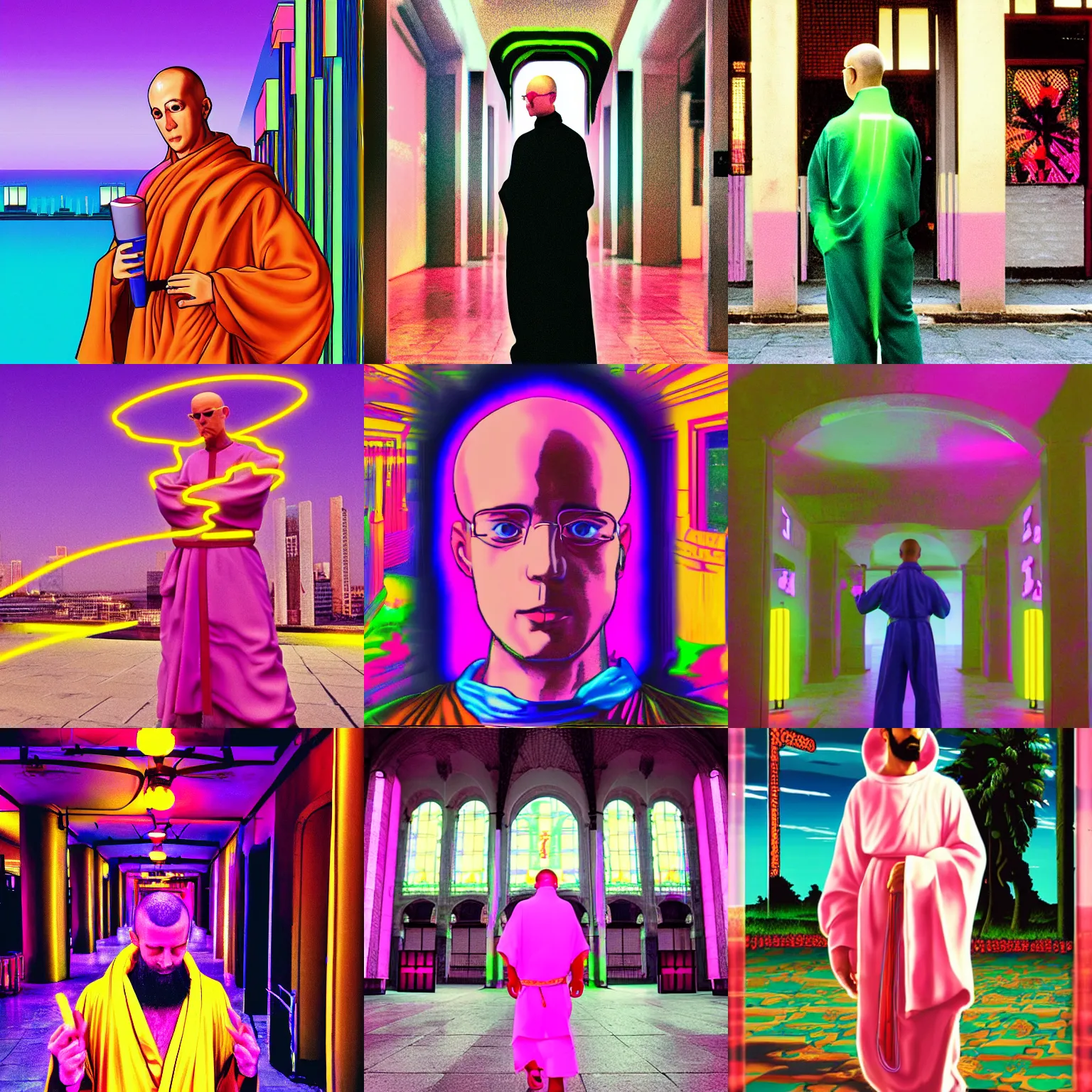 Prompt: vaporwave belgian monk, outrun, neon