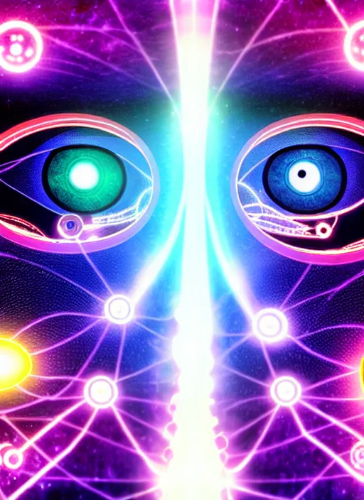 Image similar to eyes!, teams, healing, energetic, life, hybrids, thin healing glowing devices, vitals visualiser!!, published art, art in the style of everything and infinity, from wikipedia