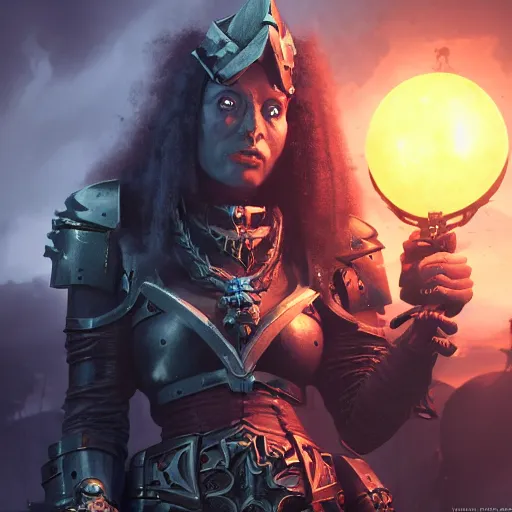 Image similar to portrait of warhammer 4 0 0 0 0 witch, 8 k uhd, unreal engine, octane render in the artstyle of finnian macmanus, john park and greg rutkowski