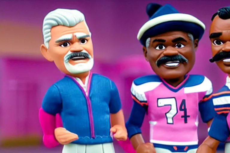 Image similar to still frame of Ditka and Walter Payton in barbie, by Jaap Buitendijk