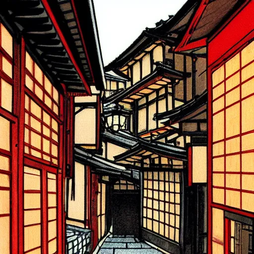 Image similar to walking the old streets of kyoto by rumiko takahashi