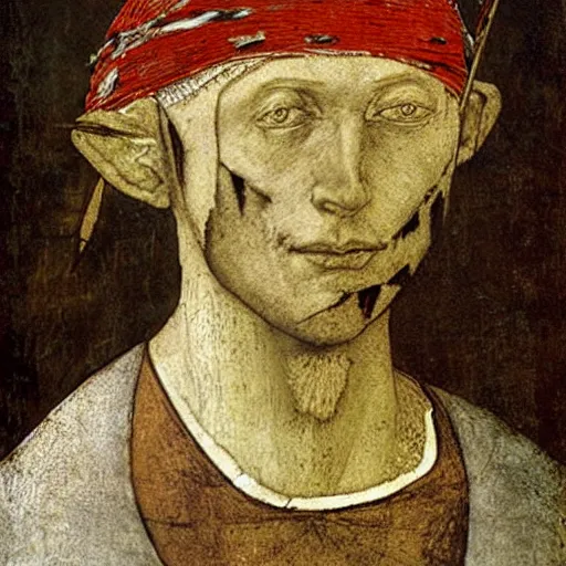 Image similar to Rat Warrior wearing a head band with a scar on it by Leonardo DaVinci