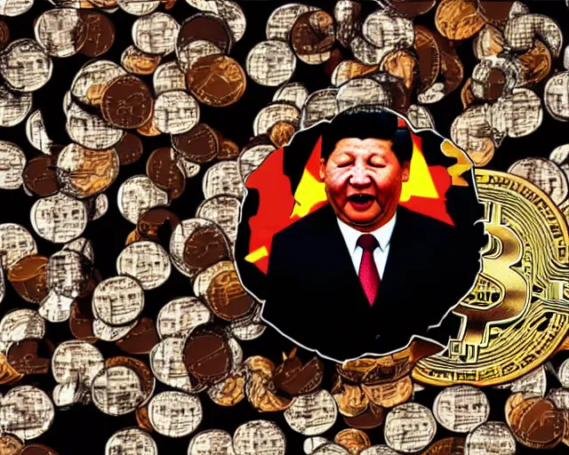 Image similar to xi jinping screaming having a tantrum over bitcoin, dramatic lighting