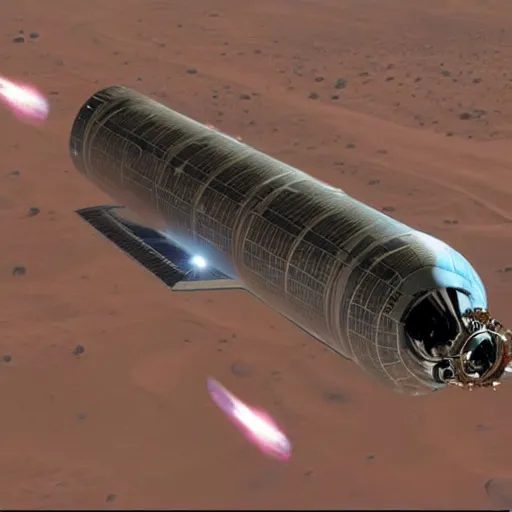 Prompt: a rocket ship mixed with boeing 7 7 7 in outer space heading to mars