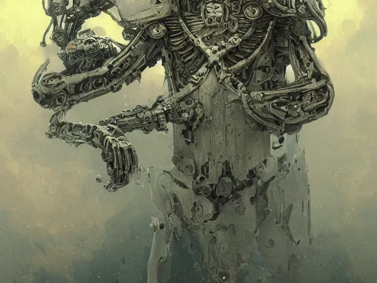 Image similar to a detailed profile illustration of a skeleton in a space armour, cinematic sci-fi poster. technology flight suit, bounty hunter portrait symmetrical and science fiction theme with lightning, aurora lighting clouds and stars by beksinski carl spitzweg and tuomas korpi. baroque elements. baroque element. intricate artwork by moebius. Trending on artstation. 8k