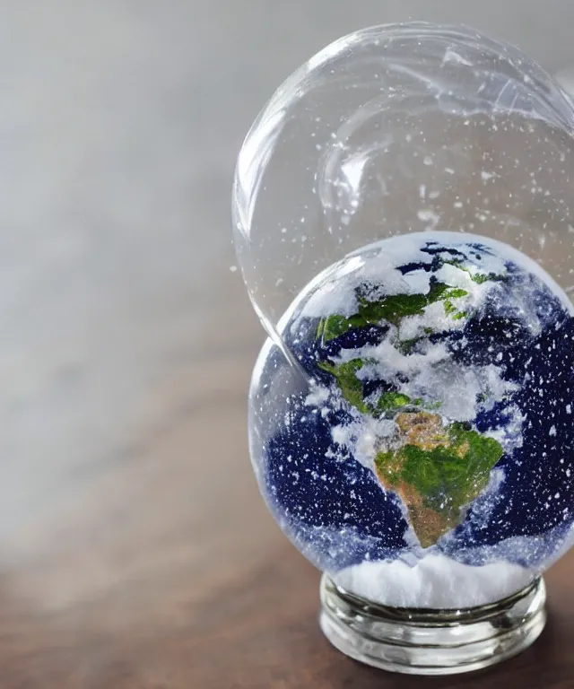 Image similar to a snow globe with planet earth inside