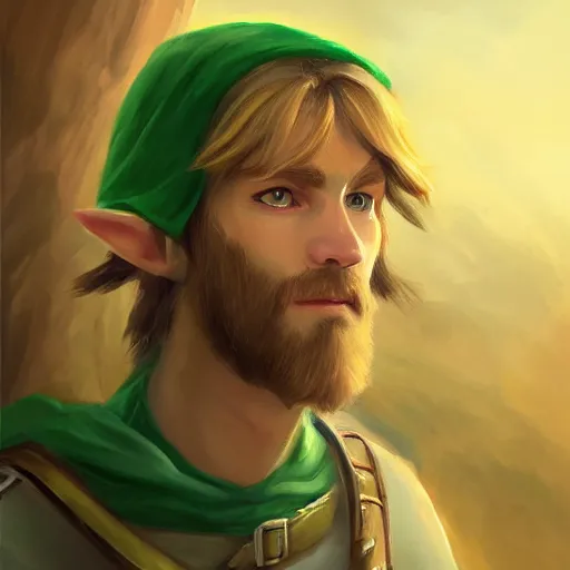 Prompt: portrait of a human that looks like link from the legend of zelda, 4 k concept art, oil painting, artstation