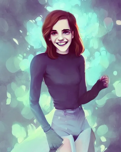 Image similar to beautiful full body Emma Watson smiling illustration by lois van baarle and loish and ross tran and rossdraws and sam yang and samdoesarts and artgerm