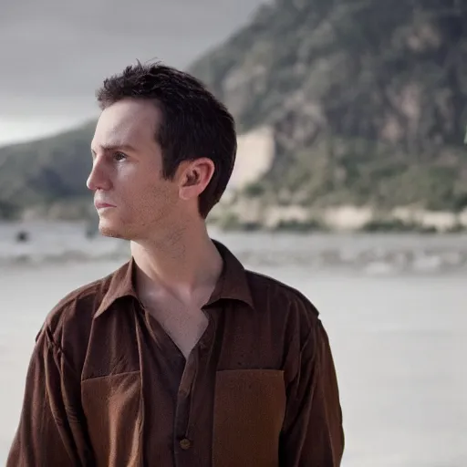 Image similar to portrait of a handsome young white Colombian male with brown hair By Emmanuel Lubezki