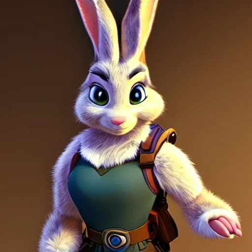 Prompt: A picture of Judy Hopps, close up D&D portrait, Neverwinter Nights, by Frank Frazetta