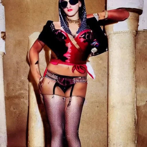 Prompt: sexy egyptian women dressing like madonna, moulin rouge theme