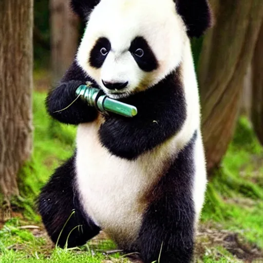 Image similar to jedi knight that is a panda