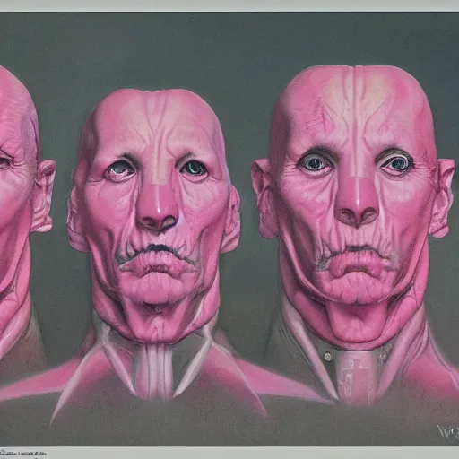 Image similar to portrait of a pink gang, by wayne barlowe