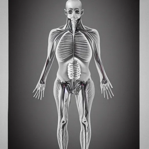 Prompt: medical anatomical study of a very strange alien creature, photograph, black and white,