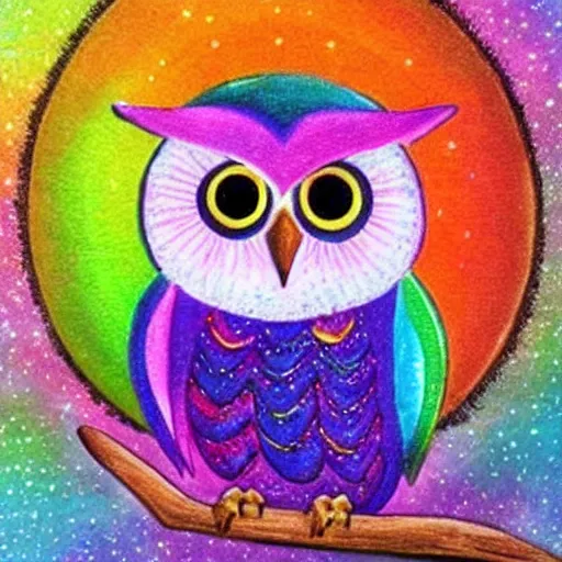 Image similar to rainbow cosmic cute owl