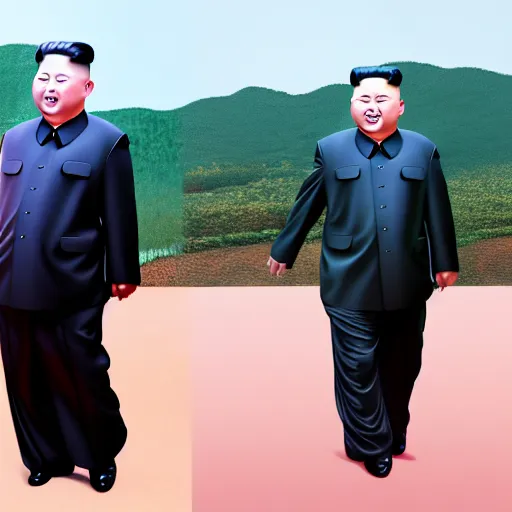 Image similar to kim jong un in bts band, 4 k, high resolution, still, landscape, hd, dslr, hyper realistic