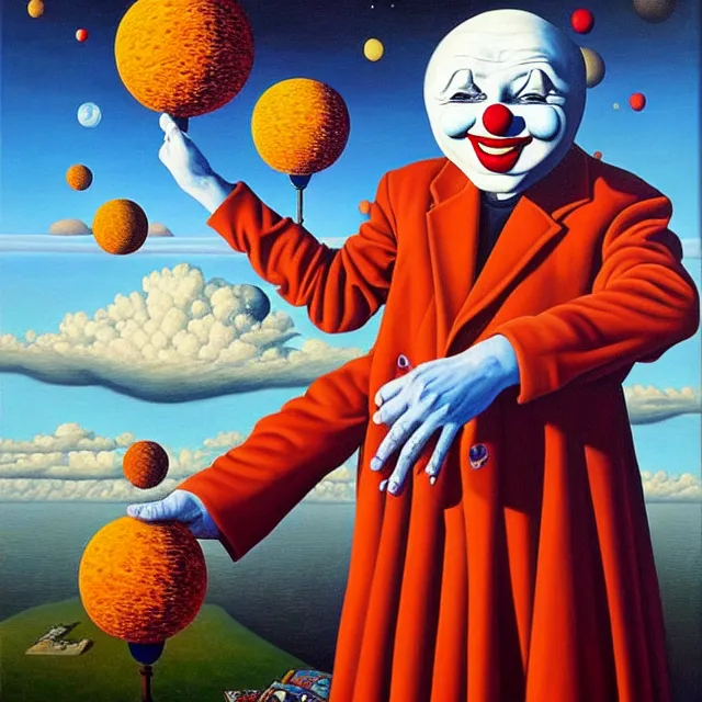 Image similar to an oil on canvas portrait painting of a clown, surrealism, surrealist, cosmic horror, rob gonsalves, high detail