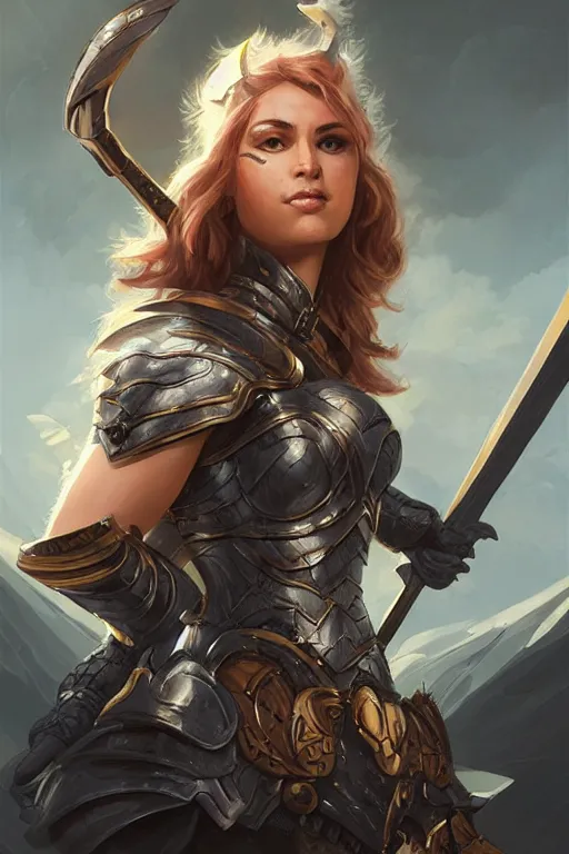 Image similar to amazon valkyrie athena, d & d, fantasy, portrait, highly detailed, headshot, digital painting, trending on artstation, concept art, sharp focus, illustration, art by artgerm and greg rutkowski and magali villeneuve