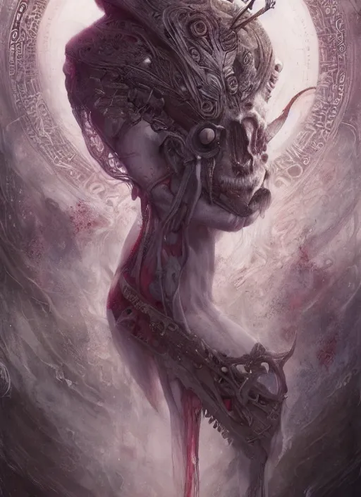 Image similar to white rabbit the magician tarot card, highly detailed, cinematic, 8 k, by stanley artgermm, tom bagshaw, greg rutkowski, carne griffiths, ayami kojima, beksinski, giger, trending on deviantart, hyper detailed, horror, full of colour