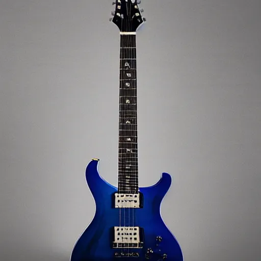 Prompt: photograph of blue prs guitar