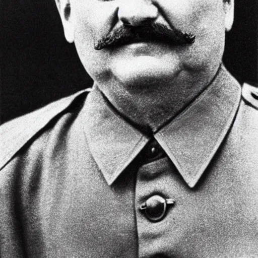 Image similar to close up photo of joseph stalin standing on his knees, crying so bad, and asking for forgiveness from hundreds of thousands of people