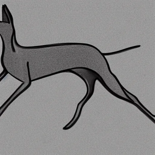 Image similar to a minimalist illustration outline of a greyhound, black and white