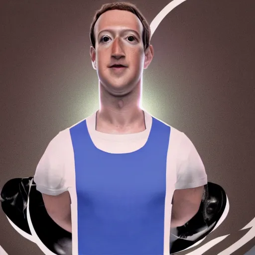 Prompt: mark zuckerberg standing on a facebook users neck