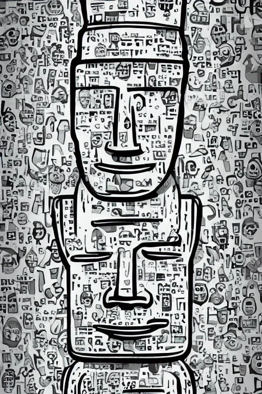 Image similar to vector moai statue digital illustration cartoon graffity street popart comics