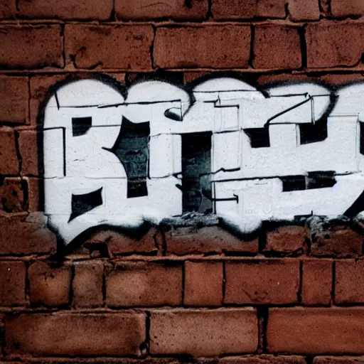 Prompt: the letter b graffitied on a brick wall