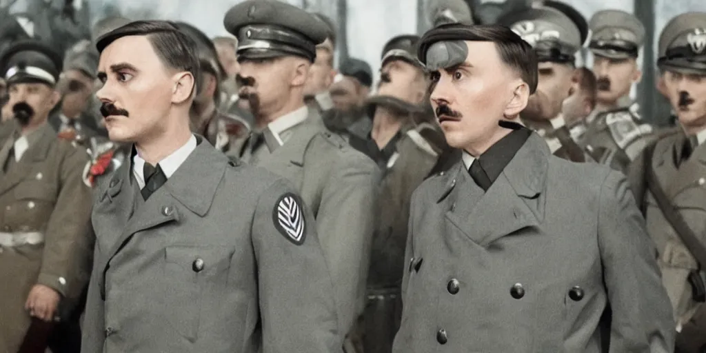 Image similar to Jared Leto as Adolf Hitler in 'The Death of Hitler' (2023), movie still frame