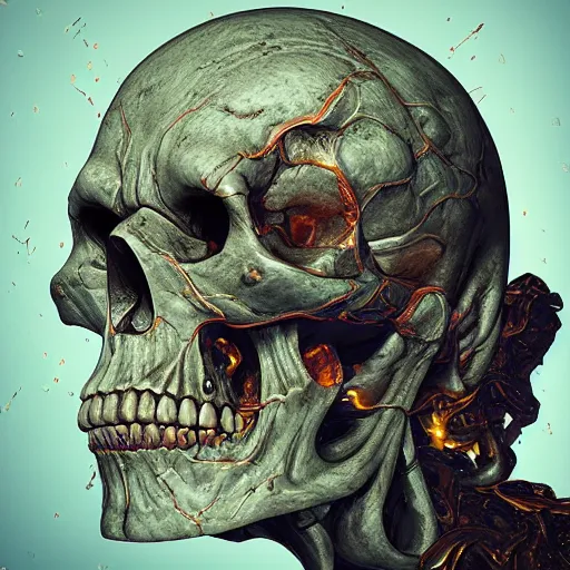 Image similar to portrait_of_a_melting_skull._intricate_abstract._intricate_artwork._by_Tooth_Wu_wlop_beeple_dan_mumford._octane_render_trending_on_artstat