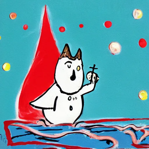 Image similar to illustrative painting of a moomin