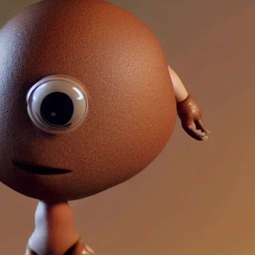 Prompt: a tiny brown egg with human arms and human legs and wearing goggles, octane render, 4 k, hd