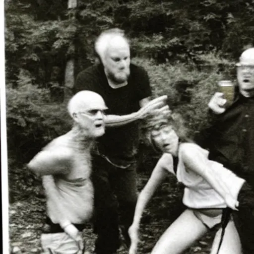 Prompt: found photo of trash humpers getting wild