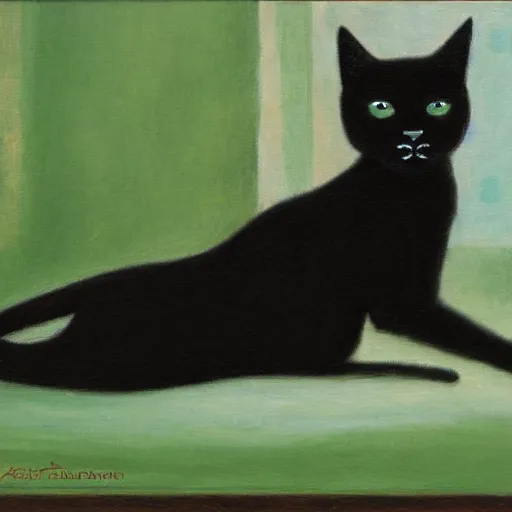 Image similar to the feline goddess bast as a black cat, oil in canvas