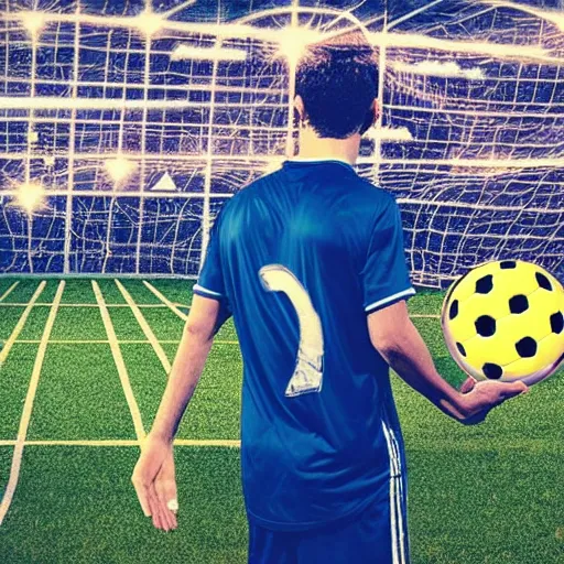 Prompt: a man heading a soccer ball