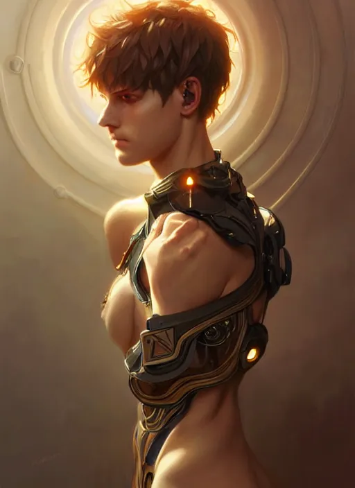 Image similar to ultra realistic illustration, handsome genos. intricate, elegant, highly detailed, digital painting, artstation, concept art, smooth, sharp focus, illustration, art by artgerm and greg rutkowski and alphonse mucha and wlop