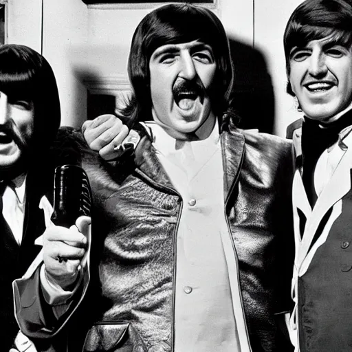 Image similar to Pimp C as lead singer in the Beatles,