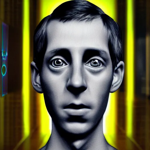 Image similar to hyperrealistic portrait DataNFT, your personal data avatar, key to the new data economy by H.P. Lovecraft