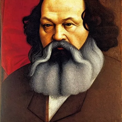 Prompt: beautiful renaissance painting portrait of karl marx by sandro botticelli, jan van eyck, tiziano vecelli, piero della francesca