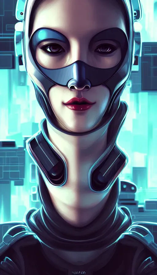 Image similar to face mask on beautiful woman face, cyberpunk art by kuno veeber, cgsociety, computer art, ultra detailed, futuristic, anime aesthetic