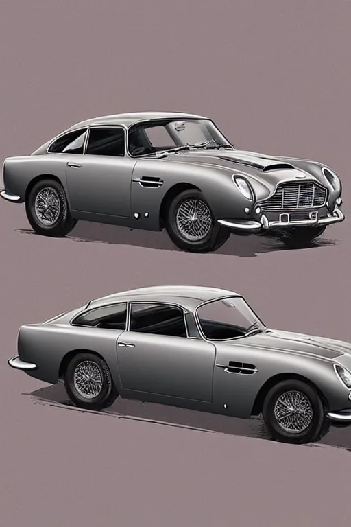 Image similar to 1963 Aston Martin DB5 car designed by Aplle that looks like it is from Borderlands and by Feng Zhu and Loish and Laurie Greasley, Victo Ngai, Andreas Rocha, John Harris