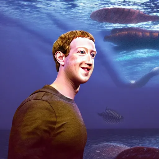 Image similar to mark zuckerberg as a mermaid, photorealistic, cinematic lighting, highly detailed