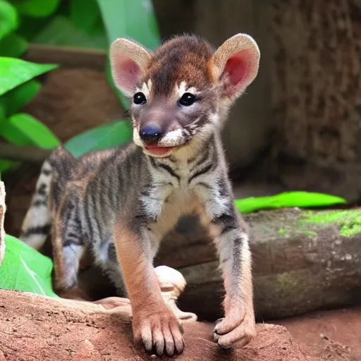 Image similar to baby Tasmanian tiger real photo in zoo