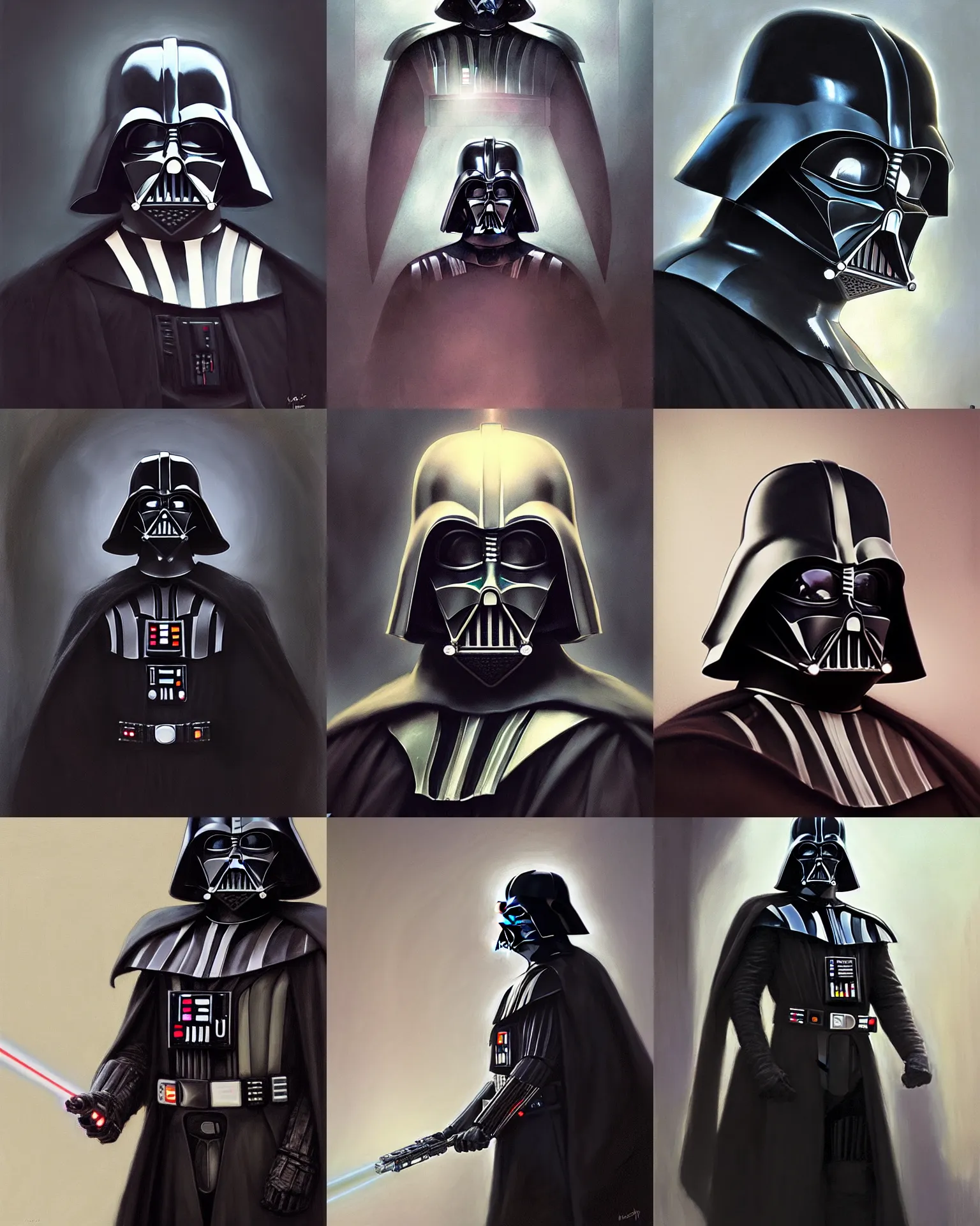 Prompt: A portrait of Darth Vader by Mandy Jurgens, Loish, Rembrandt, and John Singer Sargent